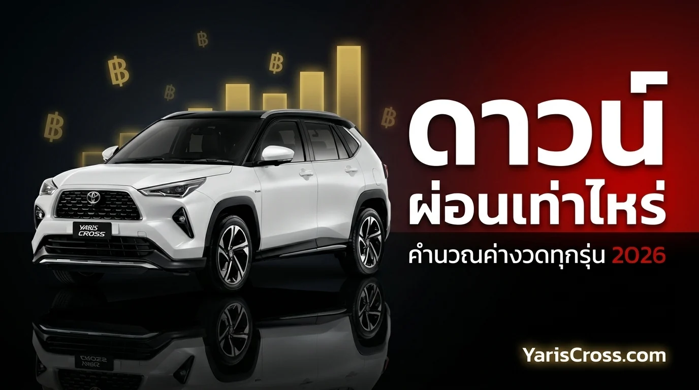 Yaris Cross ดาวน์เท่าไหร่ ผ่อนเดือนละเท่าไหร่ 2026 ครบทุกรุ่น